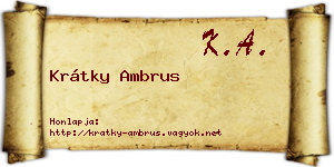 Krátky Ambrus névjegykártya